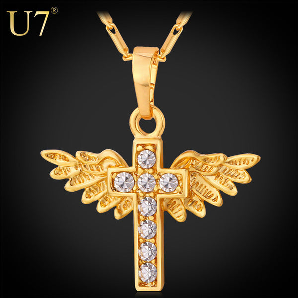 Jesus Piece Angel Wings Necklace