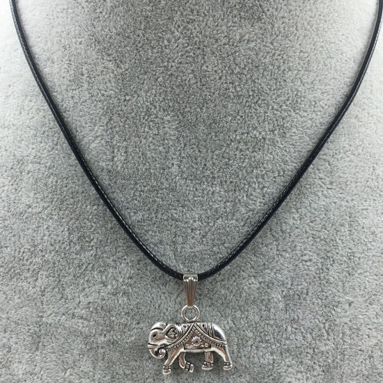 Cross Elephant Artificial Leather Necklace