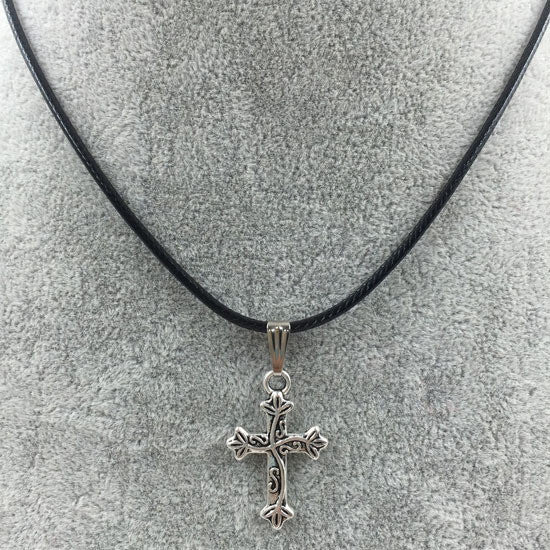 Cross Elephant Artificial Leather Necklace