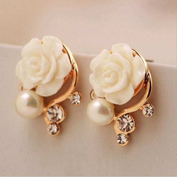 Korean Style OL Pink Rose Stud Earings