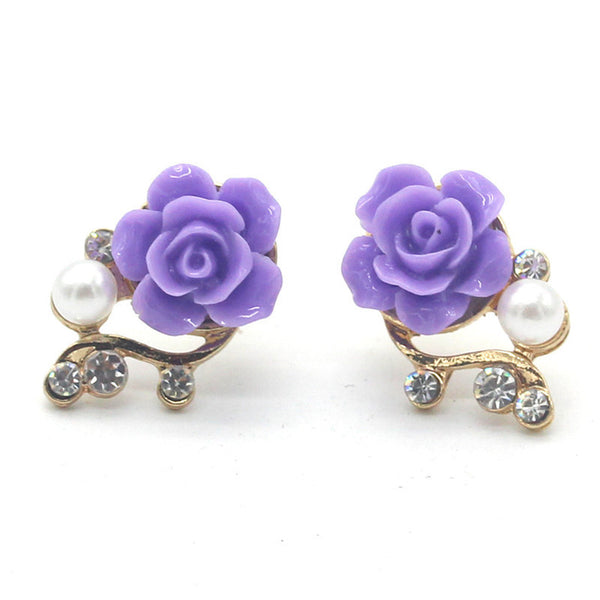 Korean Style OL Pink Rose Stud Earings