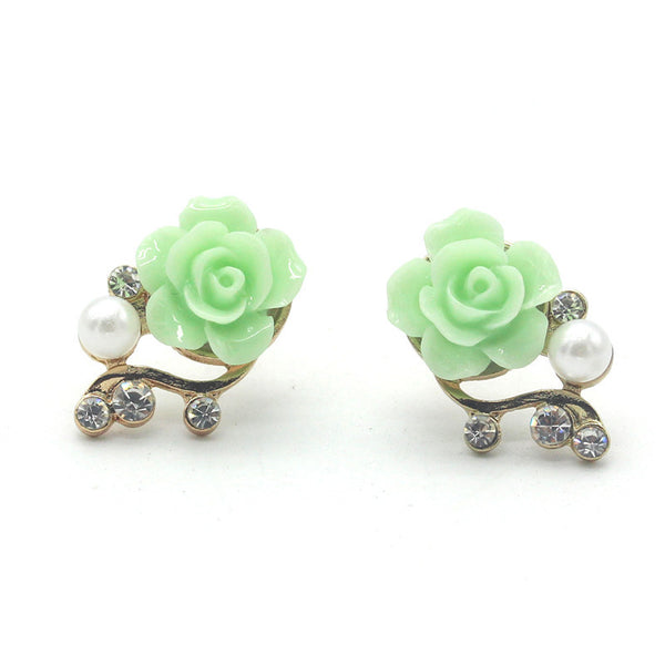 Korean Style OL Pink Rose Stud Earings