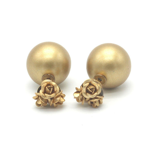 Korean Style OL Pink Rose Stud Earings