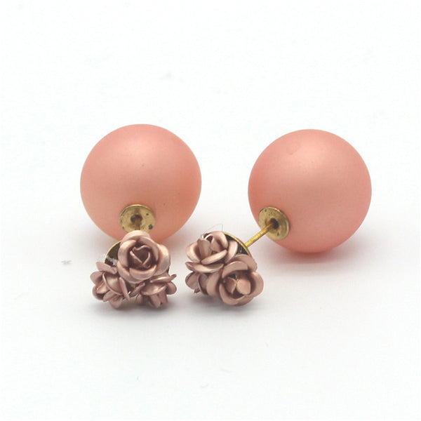 Korean Style OL Pink Rose Stud Earings