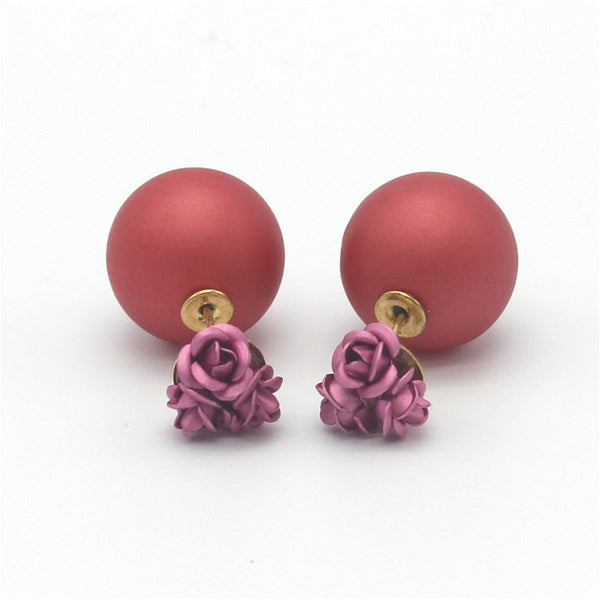 Korean Style OL Pink Rose Stud Earings