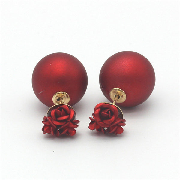 Korean Style OL Pink Rose Stud Earings