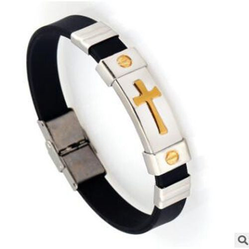 Stainless Steel Cross Men Bracelet